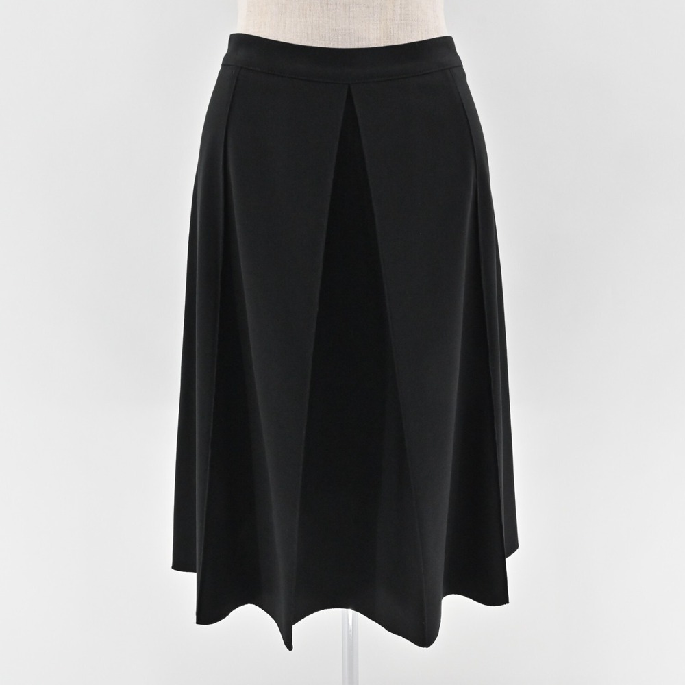 LES COPAINS Pleated Skirt Size 46 Black Knee Length A Line Jersey Stretch Retro‎